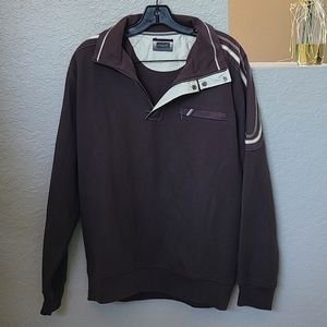 Bugatti Sweater Brown Pullover Quarter Snap Closure